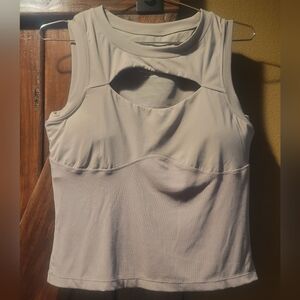 Peekaboo Crew Tank - Smoky Taupe XL